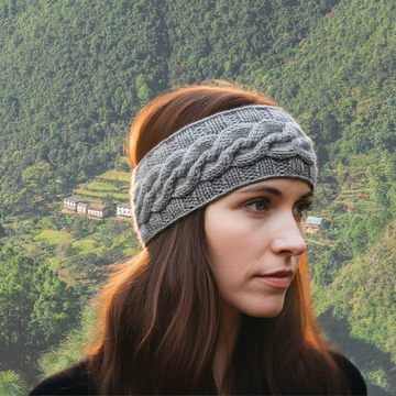 Black and White Lined Woolen Headband